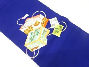 塩瀬金彩手描き百人一首に松竹・椿模様名古屋帯